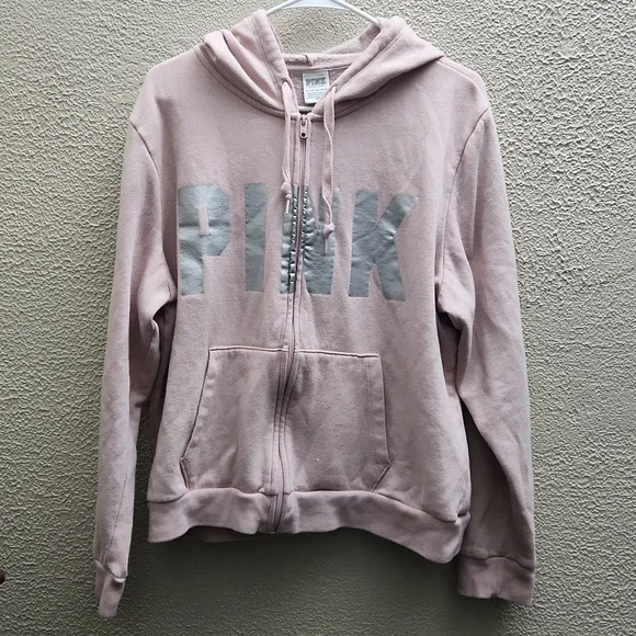 🔴 3 for $12 Pink Victoria Secret Zip Up Hoodie - Picture 2 of 4